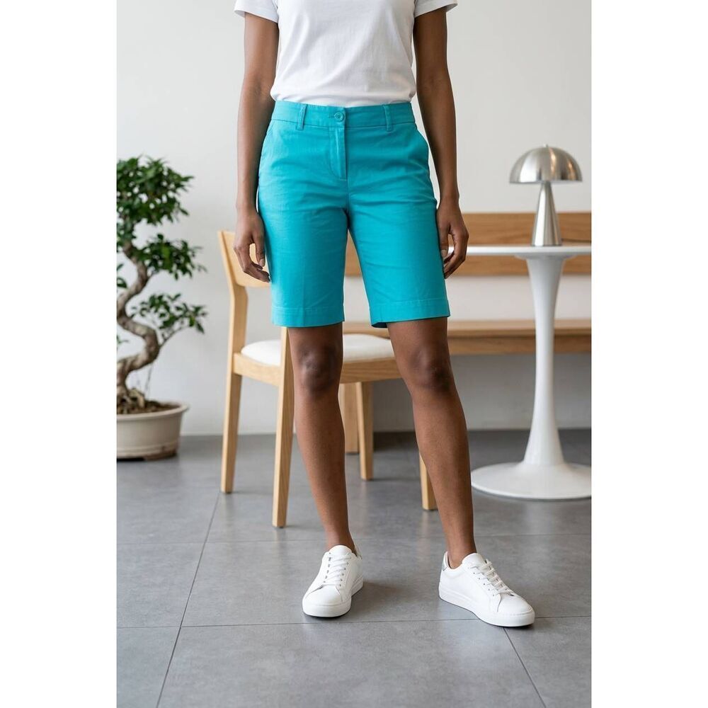 🔹️Mossimo Teal Mid Waist Stretch Bermuda Shorts Size 12
